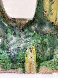 A pair of Chinese sancai-glazed 'Phoenix' roof tiles, Ming