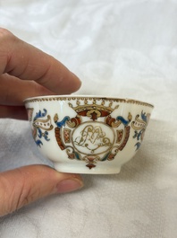 A Chinese armorial export 12-piece tea service with crowned monograms, Qianlong