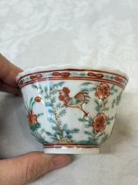 Four Chinese famille verte cups and seven saucers, 19th C.