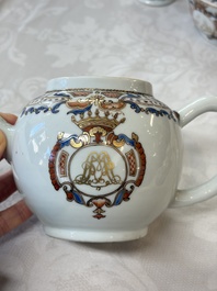 A Chinese armorial export 12-piece tea service with crowned monograms, Qianlong