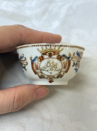 A Chinese armorial export 12-piece tea service with crowned monograms, Qianlong