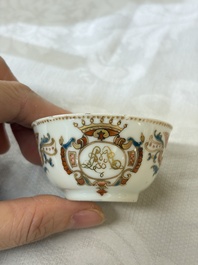A Chinese armorial export 12-piece tea service with crowned monograms, Qianlong