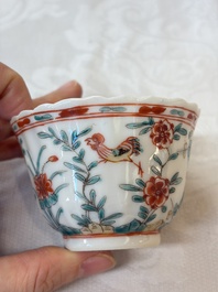 Four Chinese famille verte cups and seven saucers, 19th C.