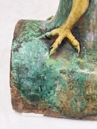 A pair of Chinese sancai-glazed 'Phoenix' roof tiles, Ming
