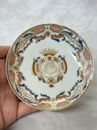 A Chinese armorial export 12-piece tea service with crowned monograms, Qianlong