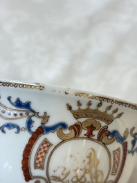 A Chinese armorial export 12-piece tea service with crowned monograms, Qianlong
