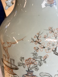 A pair of Chinese qianjiang cai 'Antiquities' vases, signed workshop of Qingyun 慶雲, 19/20th C.