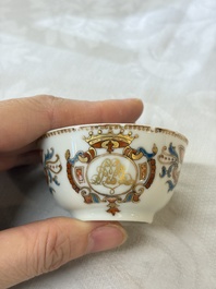A Chinese armorial export 12-piece tea service with crowned monograms, Qianlong