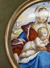 A fine circular 'Madonna and Child with the Infant St. John' enamel plaque after Sadeler, probably Blois, France, 17th C.