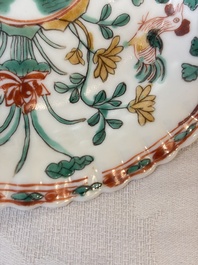 Four Chinese famille verte cups and seven saucers, 19th C.