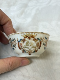 A Chinese armorial export 12-piece tea service with crowned monograms, Qianlong