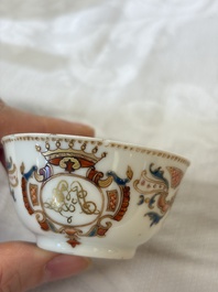 A Chinese armorial export 12-piece tea service with crowned monograms, Qianlong
