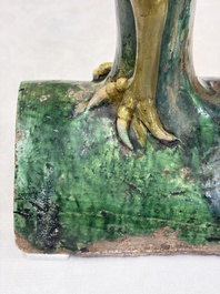 A pair of Chinese sancai-glazed 'Phoenix' roof tiles, Ming