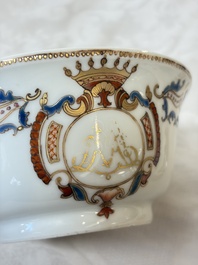 A Chinese armorial export 12-piece tea service with crowned monograms, Qianlong