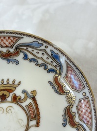 A Chinese armorial export 12-piece tea service with crowned monograms, Qianlong