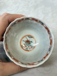 Four Chinese famille verte cups and seven saucers, 19th C.