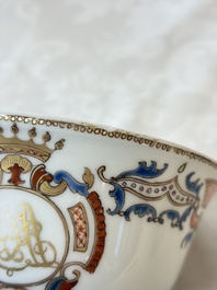 A Chinese armorial export 12-piece tea service with crowned monograms, Qianlong