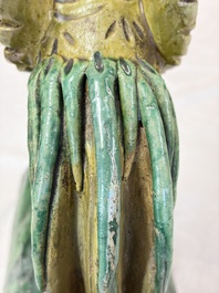 A pair of Chinese sancai-glazed 'Phoenix' roof tiles, Ming