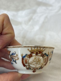 A Chinese armorial export 12-piece tea service with crowned monograms, Qianlong