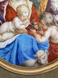 A fine circular 'Madonna and Child with the Infant St. John' enamel plaque after Sadeler, probably Blois, France, 17th C.