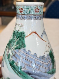 A Chinese famille rose spittoon, a famille verte covered double-gourd vase and a gilt-decorated coral-red-ground hat stand, Daoguang mark, 19th C.