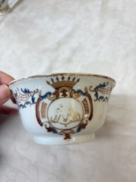 A Chinese armorial export 12-piece tea service with crowned monograms, Qianlong