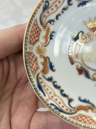 A Chinese armorial export 12-piece tea service with crowned monograms, Qianlong