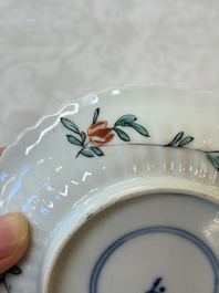 Four Chinese famille verte cups and seven saucers, 19th C.