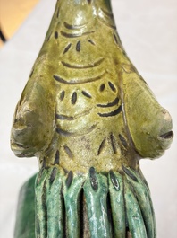 A pair of Chinese sancai-glazed 'Phoenix' roof tiles, Ming