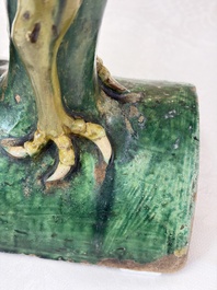 A pair of Chinese sancai-glazed 'Phoenix' roof tiles, Ming