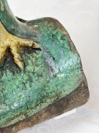 A pair of Chinese sancai-glazed 'Phoenix' roof tiles, Ming