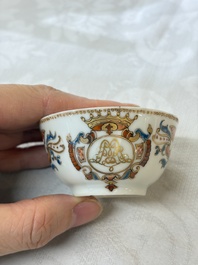 A Chinese armorial export 12-piece tea service with crowned monograms, Qianlong
