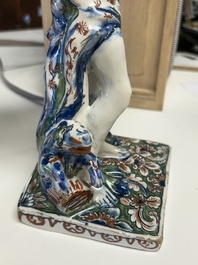 An important pair of polychrome Dutch Delft cashmere palette figures of Diana and Mercury, dated 172(?)