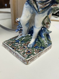 An important pair of polychrome Dutch Delft cashmere palette figures of Diana and Mercury, dated 172(?)