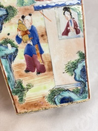 Five Chinese Canton famille rose vases with narrative design, 19th C.