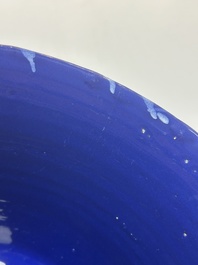 A Nevers white-splashed blue-ground '&agrave; la bougie' bowl, France, late 17th C.
