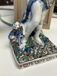 An important pair of polychrome Dutch Delft cashmere palette figures of Diana and Mercury, dated 172(?)