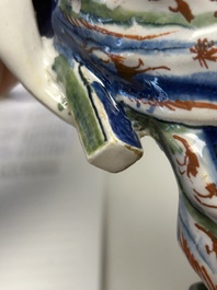 An important pair of polychrome Dutch Delft cashmere palette figures of Diana and Mercury, dated 172(?)