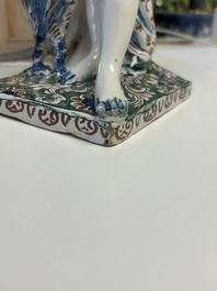 An important pair of polychrome Dutch Delft cashmere palette figures of Diana and Mercury, dated 172(?)