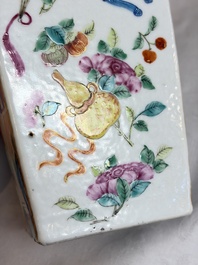Five Chinese Canton famille rose vases with narrative design, 19th C.
