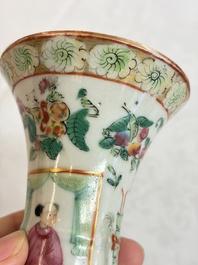 Five Chinese Canton famille rose vases with narrative design, 19th C.