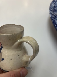 A very rare polychrome Antwerp maiolica 'IHS' jug, 16th C.