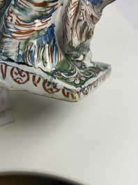 An important pair of polychrome Dutch Delft cashmere palette figures of Diana and Mercury, dated 172(?)
