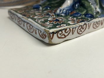 An important pair of polychrome Dutch Delft cashmere palette figures of Diana and Mercury, dated 172(?)