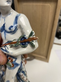 An important pair of polychrome Dutch Delft cashmere palette figures of Diana and Mercury, dated 172(?)