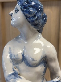 An important pair of polychrome Dutch Delft cashmere palette figures of Diana and Mercury, dated 172(?)