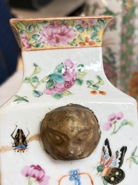 Five Chinese Canton famille rose vases with narrative design, 19th C.