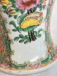Five Chinese Canton famille rose vases with narrative design, 19th C.