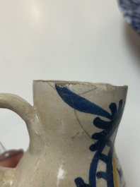 A very rare polychrome Antwerp maiolica 'IHS' jug, 16th C.