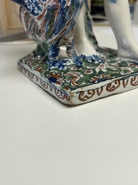 An important pair of polychrome Dutch Delft cashmere palette figures of Diana and Mercury, dated 172(?)